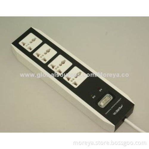 4-outlet Extension Power Strip, Made of ABS, High-flame Resistant with 100% Copper Power Sockets